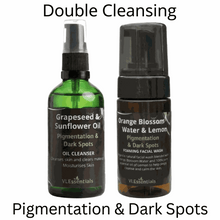 Load image into Gallery viewer, VLEssentials Double Cleansing Bundle for pigmentation and dark spots with oil cleanser and foaming facial wash products