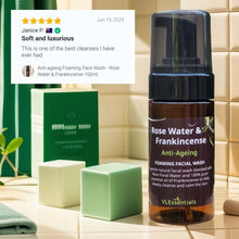 Load image into Gallery viewer, Anti-Ageing Cleansing Bundle featuring Rose Water & Frankincense Foaming Facial Wash with natural ingredients for gentle skin cleansing and anti-ageing benefits