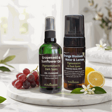 Load image into Gallery viewer, Cleansing bundle with oil cleanser and foaming facial wash targeting pigmentation and dark spots