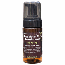 Load image into Gallery viewer, VLEssentials Anti-ageing Foaming Facial Cleanser with Rose Water and Frankincense 100ml bottle