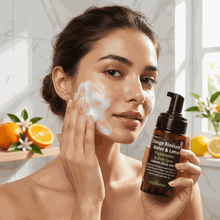 Load image into Gallery viewer, VLEssentials foaming face cleanser with orange blossom and lemon for pigmentation and dark spots treatment 100ml bottle