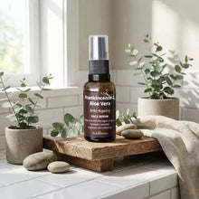 Load image into Gallery viewer, VLEssentials Frankincense & Aloe Vera Anti-Ageing Face Serum 30ml bottle for firming and hydrating skin