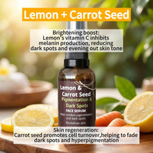 Load image into Gallery viewer, VLEssentials Lemon & Carrot Seed Face Serum for pigmentation and dark spots, brightening and skin regeneration with natural essential oils