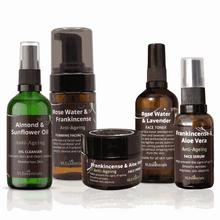 Load image into Gallery viewer, Anti-Ageing Skincare Bundle with oil cleanser, facial wash, toner, serum, and face cream for natural skin rejuvenation
