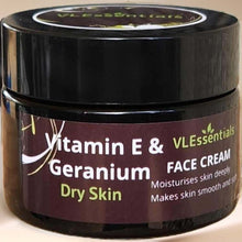 Load image into Gallery viewer, dry skin vitamin e. Dry Skin. Vitamin E &amp; Geranium Face Cream 50gVitamin E works best for dry and damaged skin. Vitamin E gets easily absorbed into the skin and restores the lost moisture. Moisturises skin deeplyMakes skiFace CreamVLEssentials.Beauty&amp; Geranium Face Cream 50gVL Essentials Skincare
