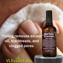 Load image into Gallery viewer, Face toner with rose water and lavender for removing excess oil, blackheads, and clogged pores, suitable for all skin types.
