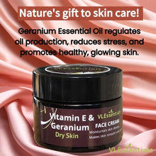 Load image into Gallery viewer, Dry Skin Vitamin E &amp; Geranium Face Cream 50g moisturizing cream for deep hydration and smooth skin
