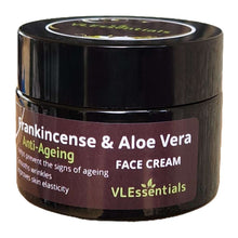Load image into Gallery viewer, Anti-Ageing Frankincense &amp; Aloe Vera Face Cream 50gTreat your signs of ageing with our Frankincense &amp; Aloe Vera Anti-ageing Face CreamHelps prevent the signs of ageingSmooths wrinklesImproves skin elasticityFace CreamVLEssentials.BeautyAnti-AgeingVL Essentials Skincare
